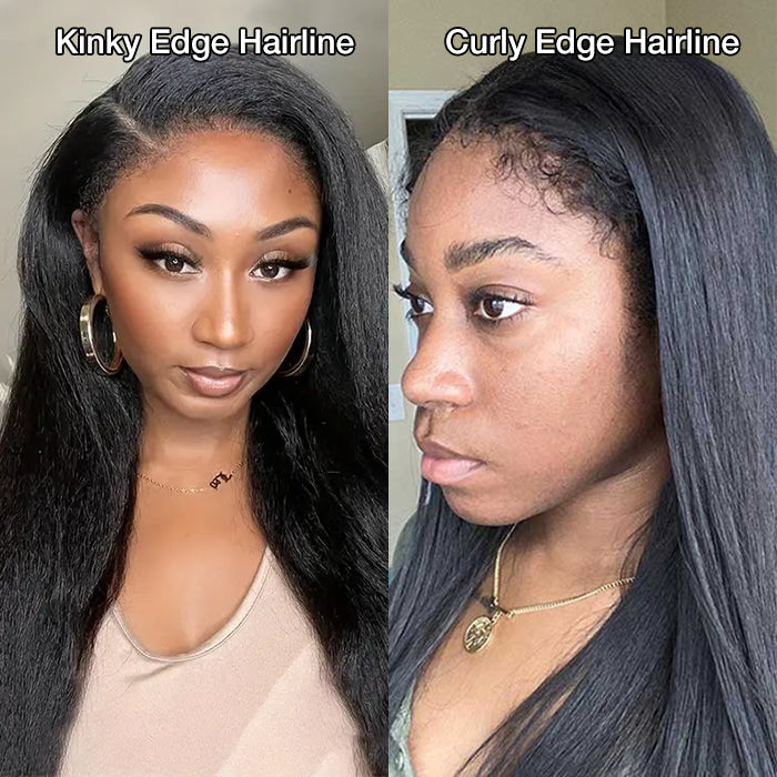 Kinky Edges Hairline Lace Front Wigs Pre Cut 8x5 13x4 HD Lace Human Hair Wigs 180% Density
