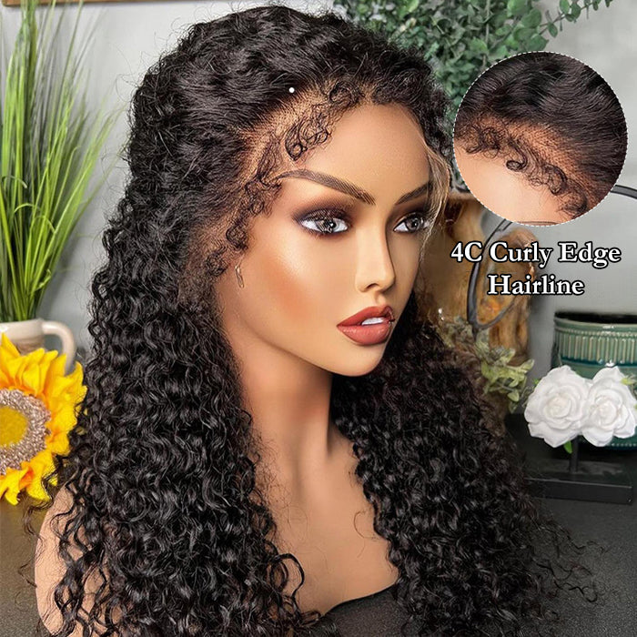 Kinky Edges Hairline Lace Front Wigs Pre Cut 8x5 13x4 HD Lace Human Hair Wigs 180% Density