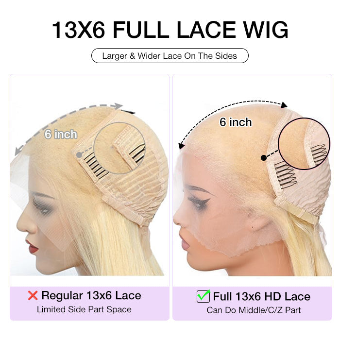 #P18/613 Highlight 13x6 Full Lace Frontal Straight Drawstring Wigs Pre Plucked HD Lace Human Hair Wigs