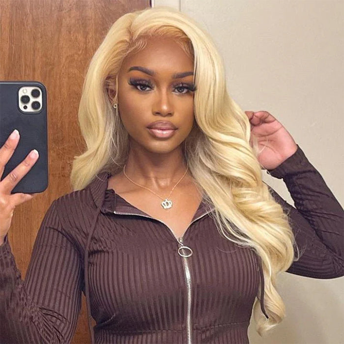 #613 Blonde Wig Glueless 5x5 HD Lace Closure Wig Blonde Human Hair Wigs 220% Density
