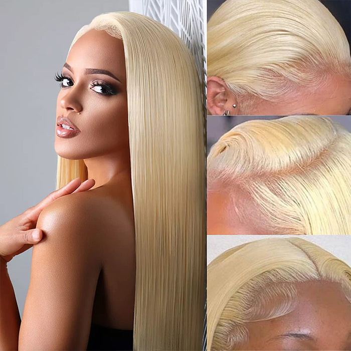 #613 Blonde Wig Glueless 5x5 HD Lace Closure Wig Blonde Human Hair Wigs 220% Density