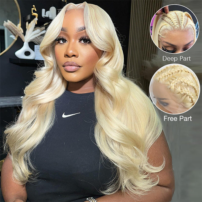 #613 Blonde Body Wave Pull Go Drawstring 13x6 Full Lace Front Glueless Wig