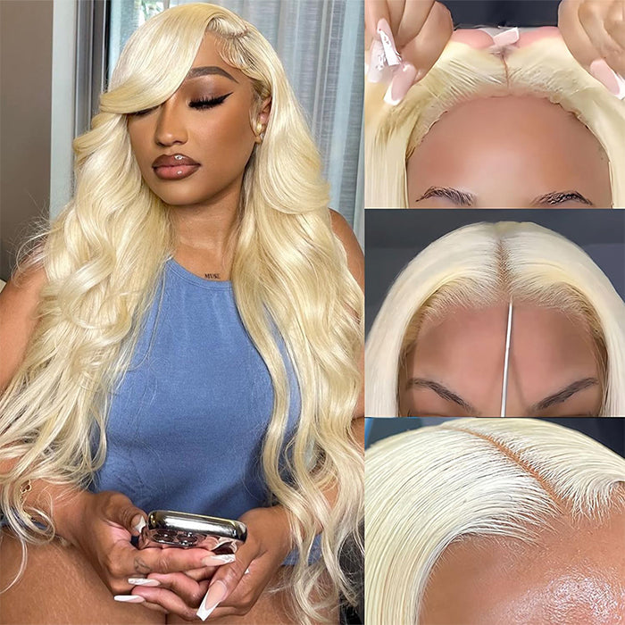 #613 Blonde Body Wave Pull Go Drawstring 13x6 Full Lace Front Glueless Wig