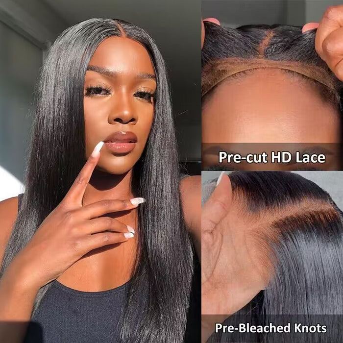 2Wigs = $199 | Silky Straight & Body Wave Wig With Bangs 8x5 HD Lace Put On And Go Quick & Easy Glueless Wig