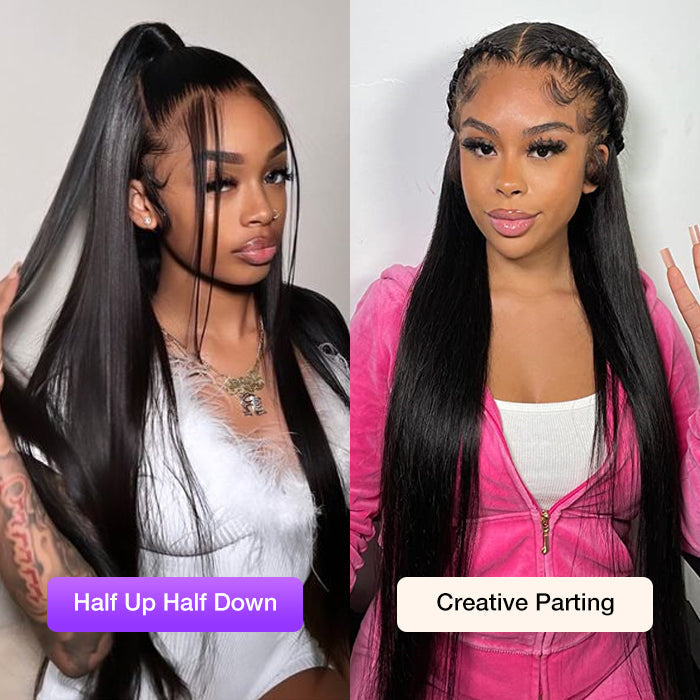 13x4 HD Lace Frontal Wigs Pre Plucked Glueless Straight Human Hair Wigs For Black Women