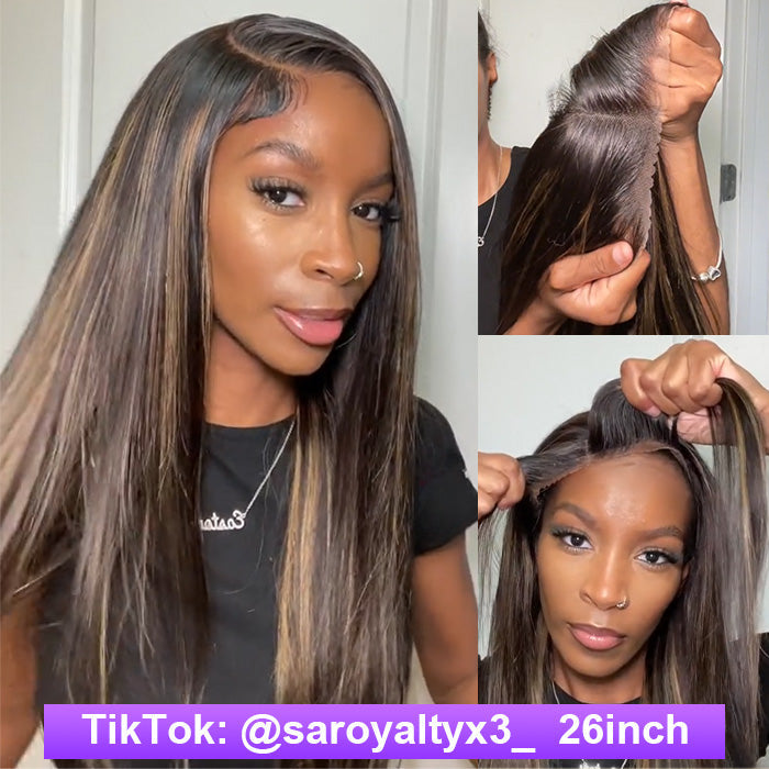 20''=$109 Balayage 1B/27 Highlight Body Wave Glueless Pre-Cut 8x5 HD Lace Closure Human Hair Wigs 180% Density