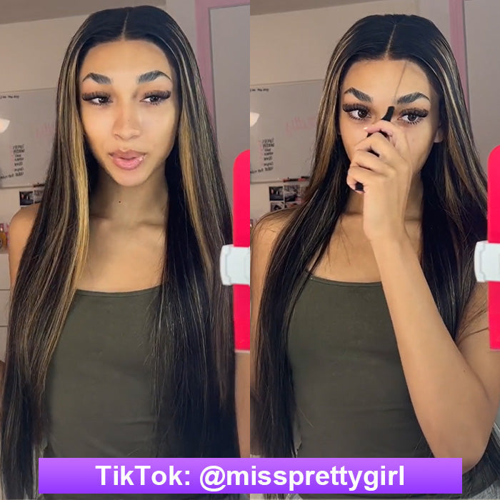 20''=$109 Balayage 1B/27 Highlight Body Wave Glueless Pre-Cut 8x5 HD Lace Closure Human Hair Wigs 180% Density