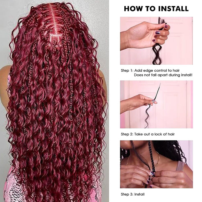 Deep Wave Colored Bulk Hair 100% Human Hair Extensions Bulk for Boho Knotless Braiding