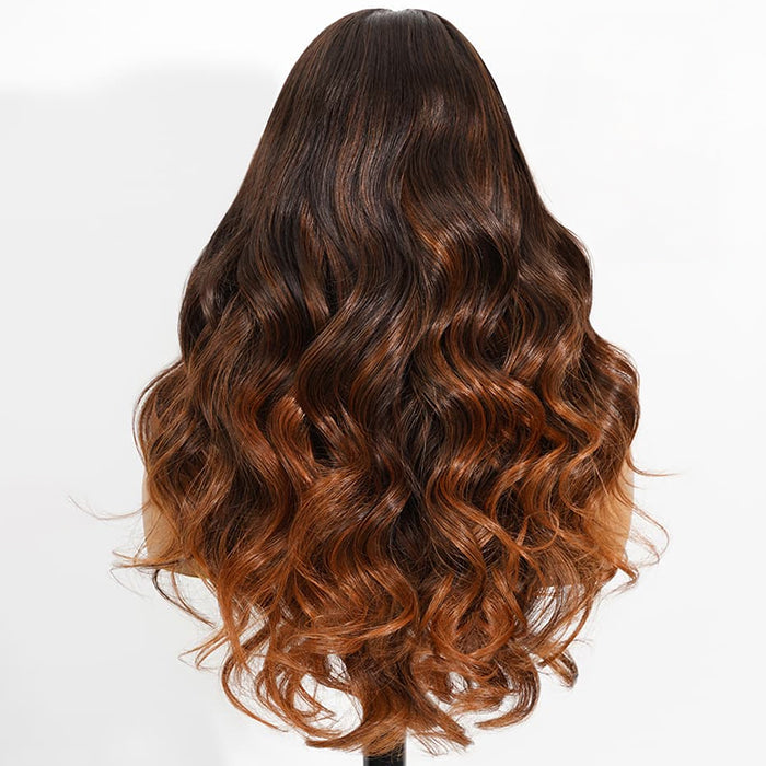 13x6 HD Lace Frontal Wigs Caramel Ombre Color Glueless Wig Loose Body Wave 100% Human Hair Wig