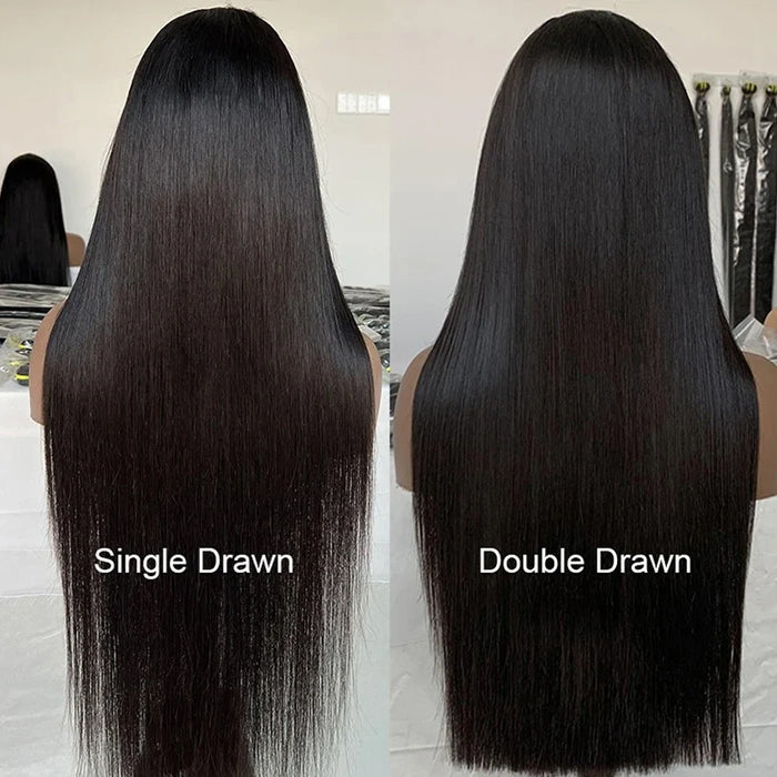 300% Density Luxury Custom Straight Wigs Super Double Drawn Virgin Human Hair HD Transparent Lace Front Wigs Pre Plucked Hairline