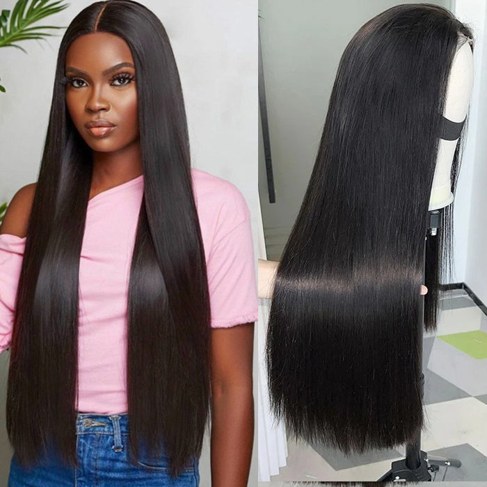 300% Density Luxury Custom Straight Wigs Super Double Drawn Virgin Human Hair HD Transparent Lace Front Wigs Pre Plucked Hairline