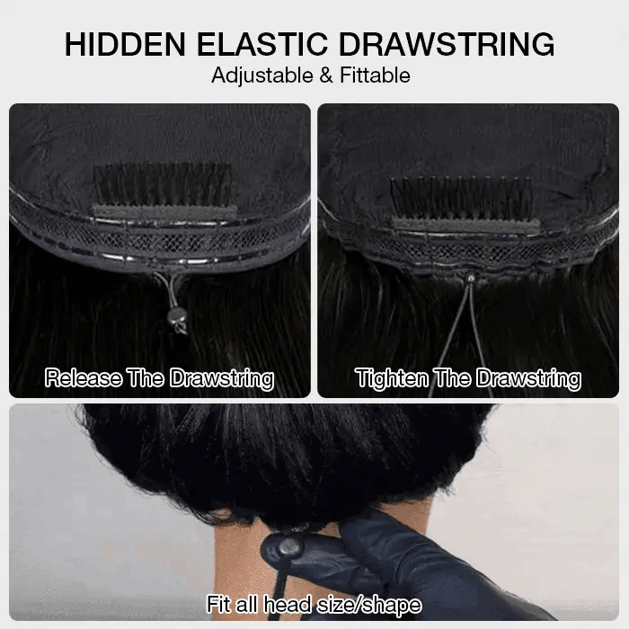 Glueless Pull Go Drawstring Curly Wig with 4C Curly Edge Hairline 13x4 13x6 HD Lace Human Hair Wigs 220%Density