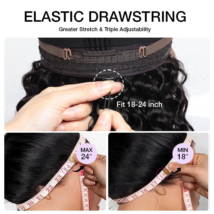 Deep Wave Wig Ear-to-ear Glueless 13x6 Full Frontal HD Lace Wig with Drawstring Friendly To All Heads