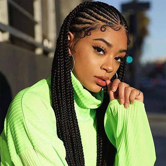 Full Lace Braided Wigs HD Lace Human Hair Goddess Braids Styles 280% Density For Sale