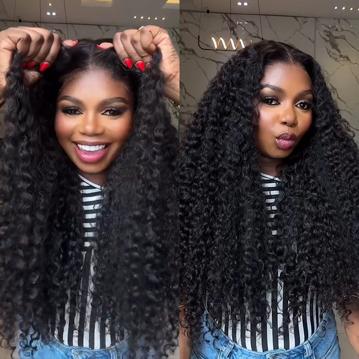 300% Density Curly Wigs Super Double Drawn Virgin Human Hair HD Transparent Lace Front Wigs Salon-Quality