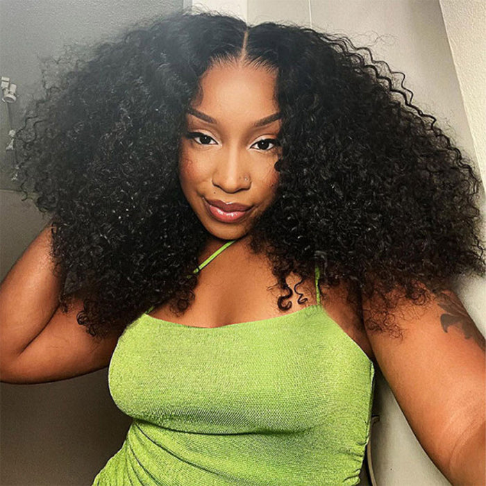 300% Density Curly Wigs Super Double Drawn Virgin Human Hair HD Transparent Lace Front Wigs Salon-Quality