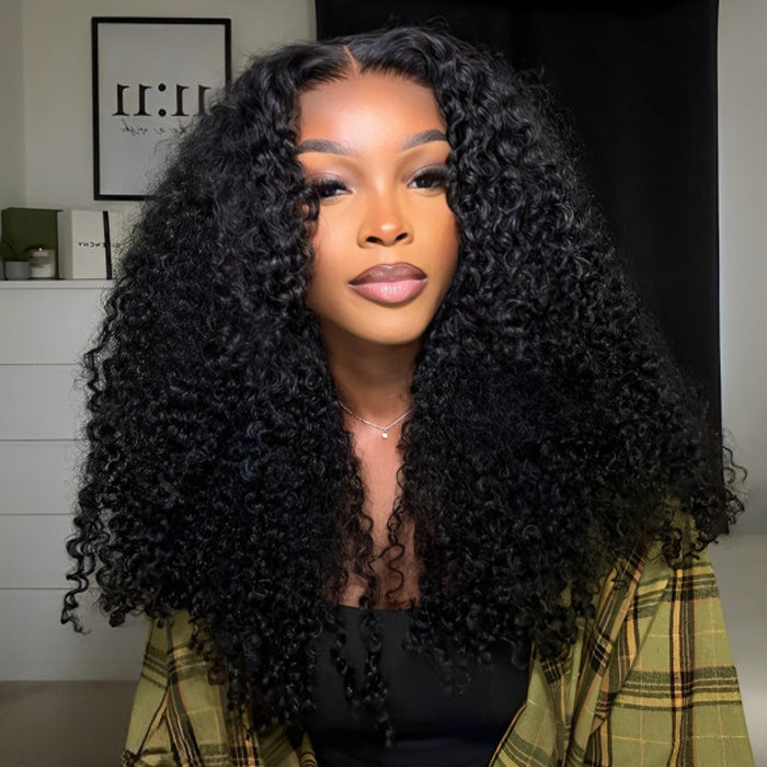 300% Density Curly Wigs Super Double Drawn Virgin Human Hair HD Transparent Lace Front Wigs Salon-Quality