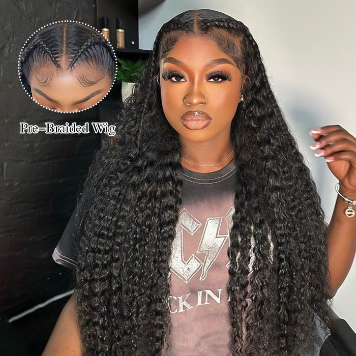 Butterfly Braids Wig Deep Wave 13x6 HD Lace Frontal Wig Pre Styled Pre Plucked