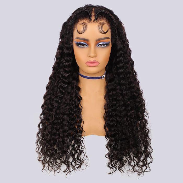 Butterfly Braids Wig Deep Wave 13x6 HD Lace Frontal Wig Pre Styled Pre Plucked