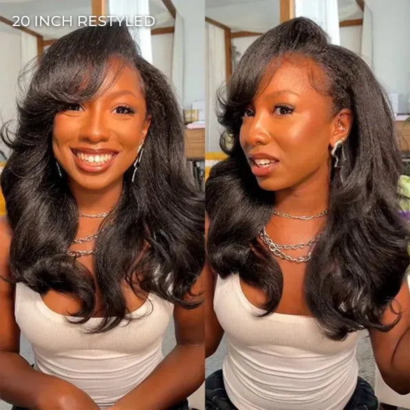 13x4 Lace Frontal Yaki Straight Pre Cut & Pre-Plucked Real Ear To Ear Pre-All Glueless Wig