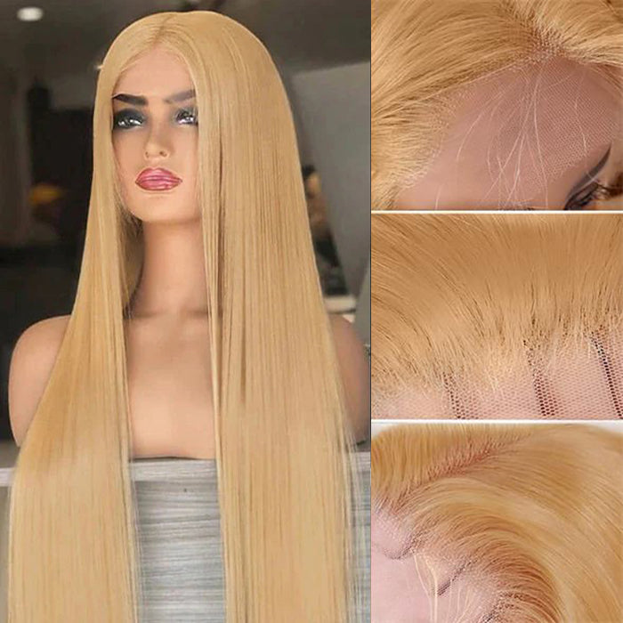 Honey Blonde 4x4 HD Lace Closure Wigs Natural #27 Brown Glueless Human Hair Wigs