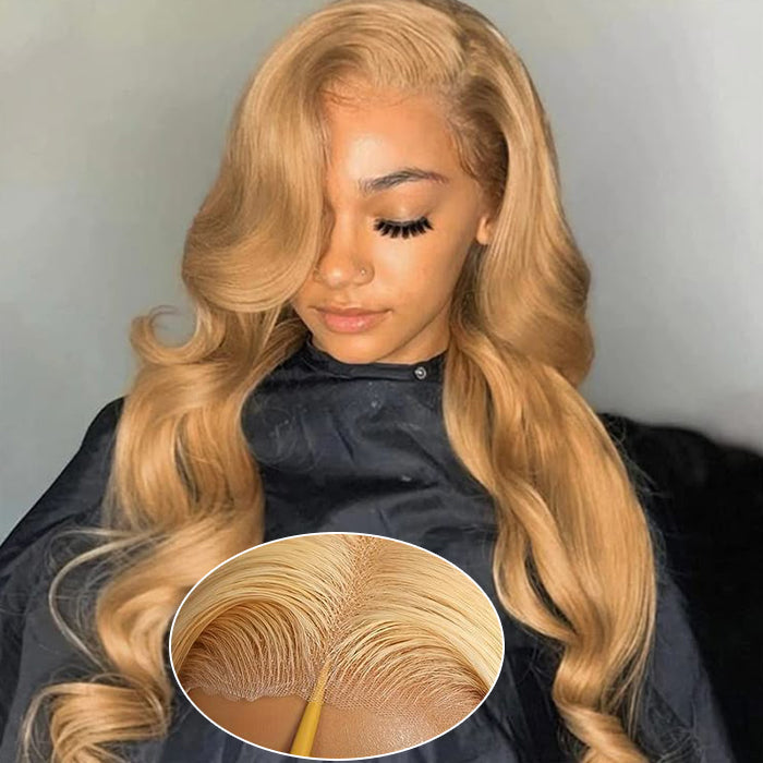 #27 Honey Blonde Straight/Body Wave Upgrade 8x5 Pre Cut HD Lace Ready & Go Glueless Human Hair Wigs