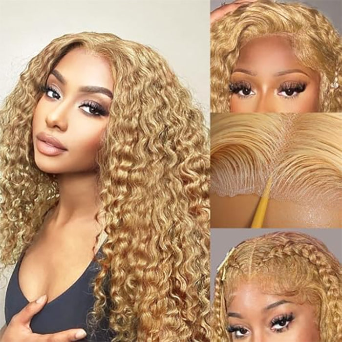 Honey Blonde Deep Wave Wig 13x4 13x6 Skin Melt HD Transparent Lace Front Human Hair Wigs