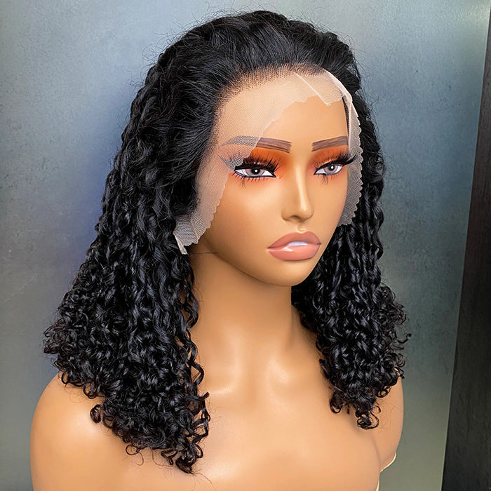 Luxury Coily Deep Curly Glueless 8x5 Closure HD Lace Wigs Double Drawn Human Hair Wigs