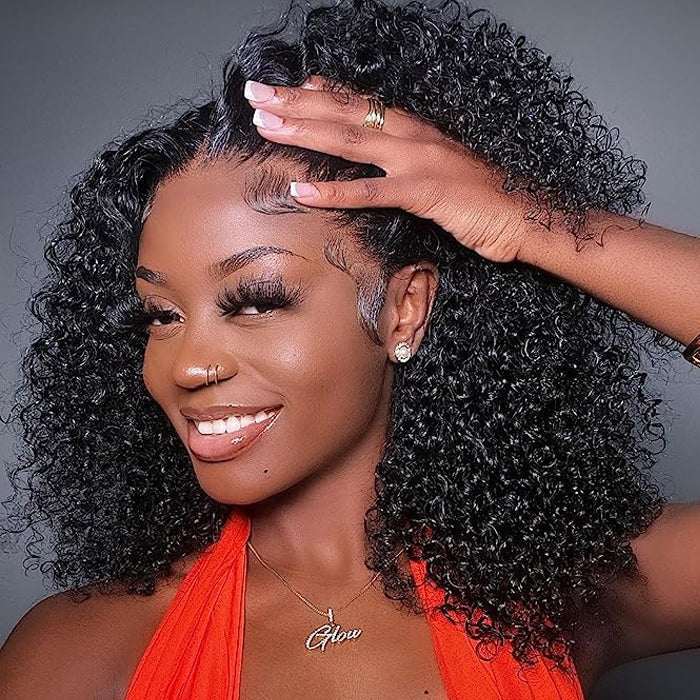 Curly Hair Short Bob Pre Plucked Glueless Lace Front  Wigs 100% Human Hair Curly Bob Lace Front Wigs