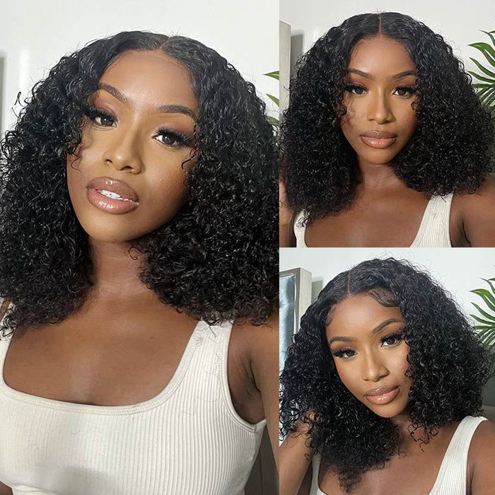Curly Hair Short Bob Pre Plucked Glueless Lace Front  Wigs 100% Human Hair Curly Bob Lace Front Wigs