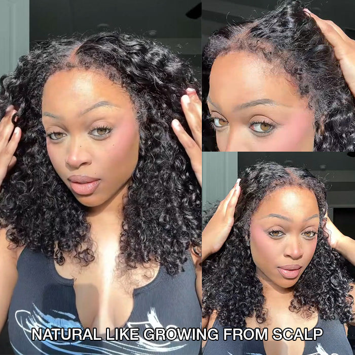 4C Curly Edges Hairline Glueless Curly Lace Front Human Hair Wig With Super Natural Hairline 220% Density