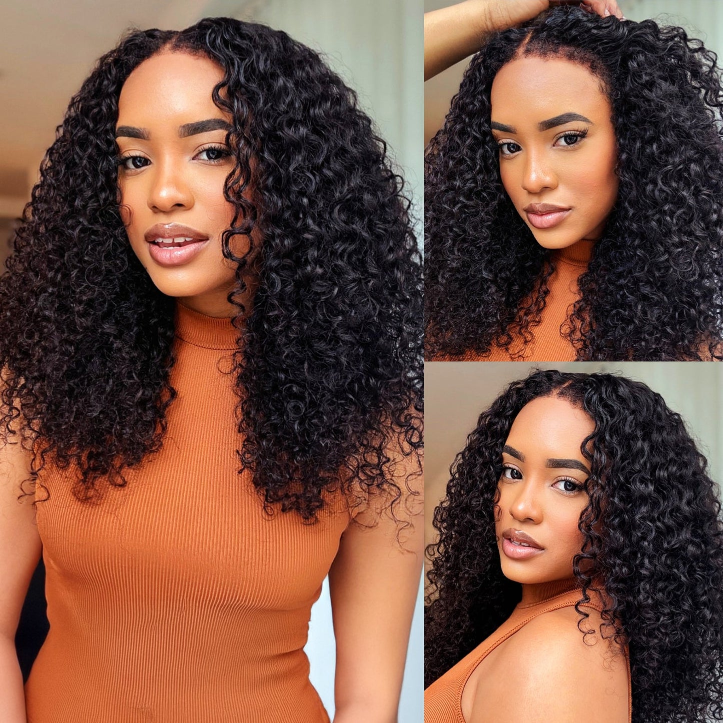 4C Curly Edges Hairline Glueless Curly Lace Front Human Hair Wig With Super Natural Hairline 220% Density
