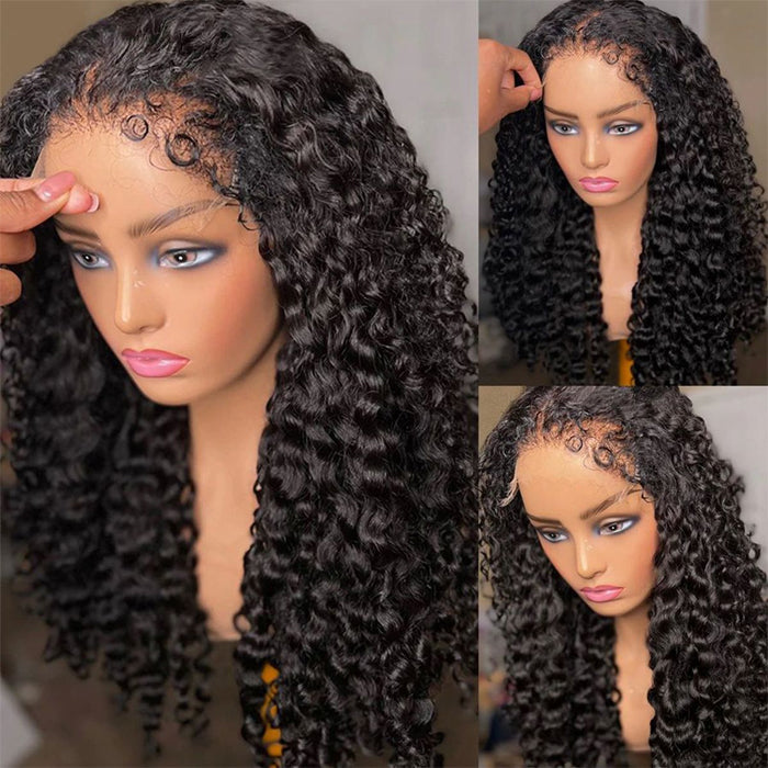 4C Edges Hairline Wig Deep Wave 8x5/13x6 HD Lace Front Wigs Human Hair With Curly Baby Hair Realistic Hairline