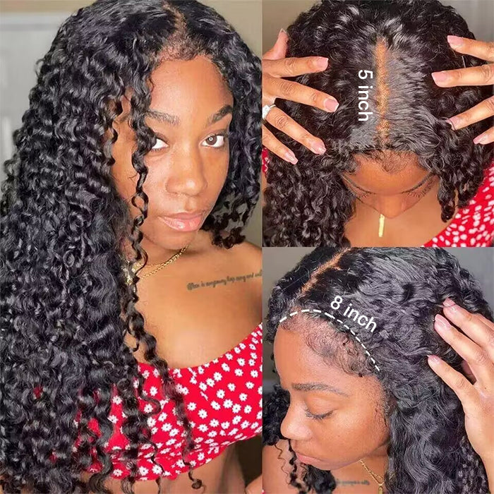 4C Edges Hairline Wig Deep Wave 8x5/13x6 HD Lace Front Wigs Human Hair With Curly Baby Hair Realistic Hairline
