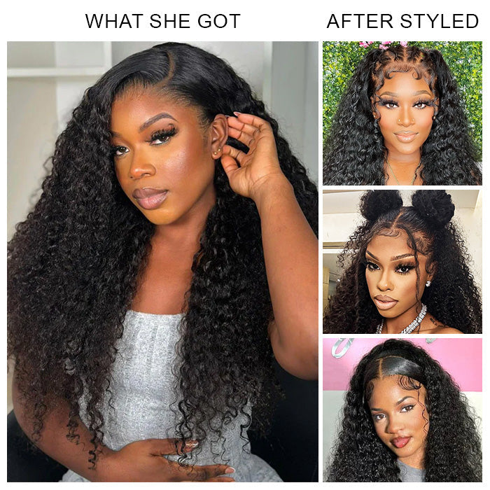 Curly Hair 4x4 HD Lace Closure Wig Pre Cut & Plucked & Bleached Put on go® Glueless Wig