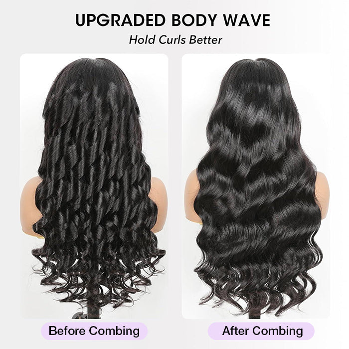 Curtain Bangs Face-Framing Upgraded Body Wave Glueless 13x4 13x6 HD Lace Human Hair Wigs for Women