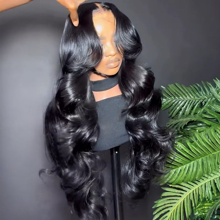 300% Density Face-Framing Curtain Bangs Body Wave Glueless 13x4 HD Lace Front Wigs Human Hair