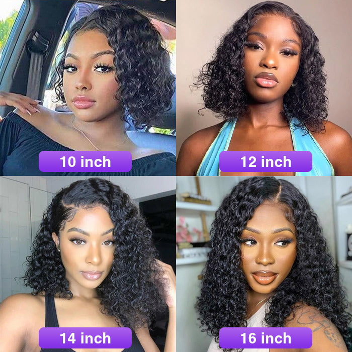 Deep Wave HD Lace Front Bob Wig Pre Plucked Human Hair Lace Wigs For Women 220% Density