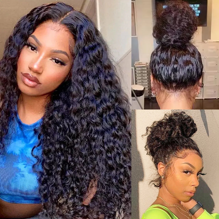 Deep Wave Snug Fit 360 Lace Frontal Wig 100 Human Hair Wigs For Women Pre Bleached Knots