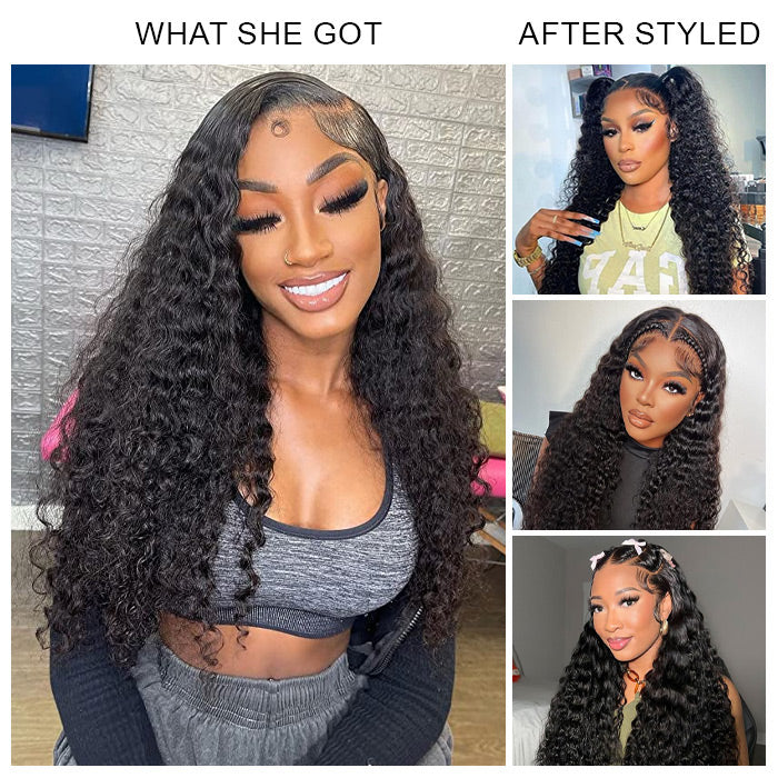 Deep Wave 4x4 HD Lace Closure Wig Pre Cut & Plucked & Bleached Put on go® Glueless Wig Beginner Friendly