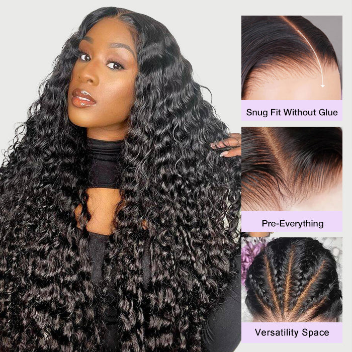 Deep Wave 4x4 HD Lace Closure Wig Pre Cut & Plucked & Bleached Put on go® Glueless Wig Beginner Friendly