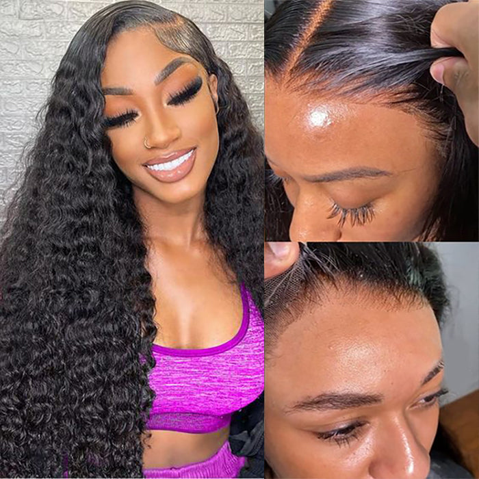 Deep Wave 4x4 HD Lace Closure Wig Pre Cut & Plucked & Bleached Put on go® Glueless Wig Beginner Friendly