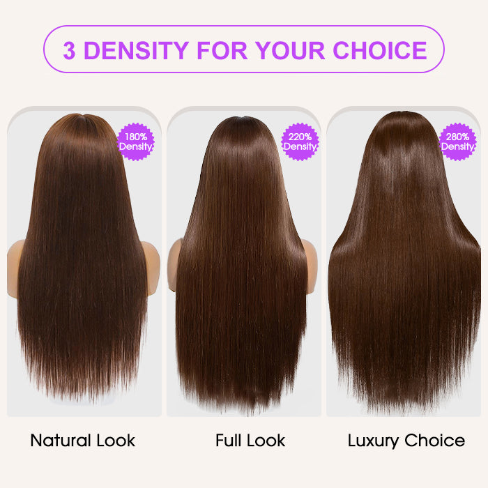 #4 Chocolate Brown 13x4 HD Lace Front Wigs Human Hair Wigs For Women Pre Plucked