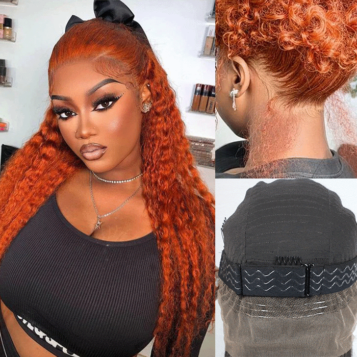 Ginger Curly Wig 13x4 HD Lace Front Wigs Colored Human Hair Lace Front Wigs With Pre Plucked