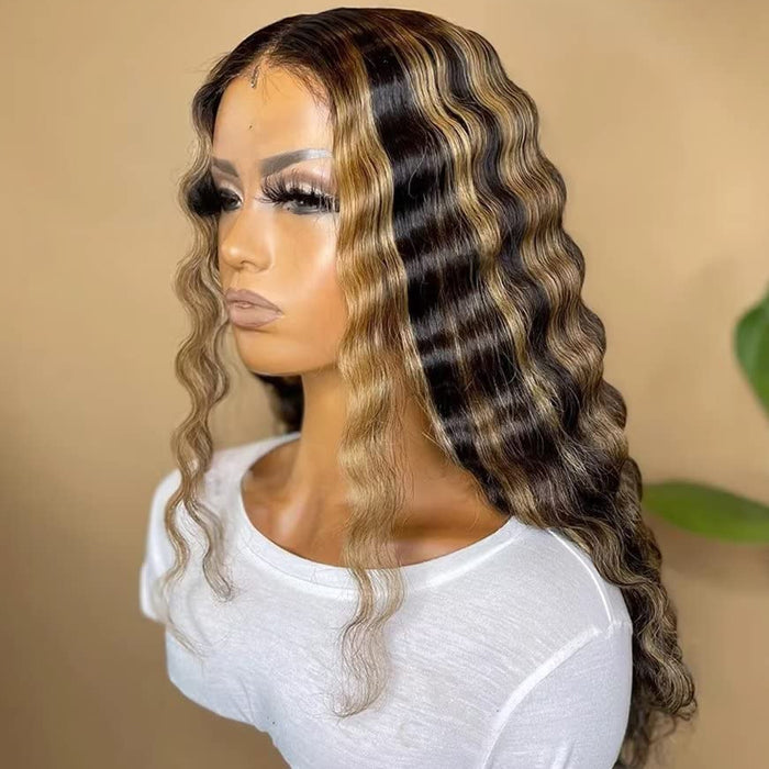 Blonde Highlight 8*5 Pre Cut HD Lace Closure Wigs Glueless Ready & Go Wig #MB/27 Color