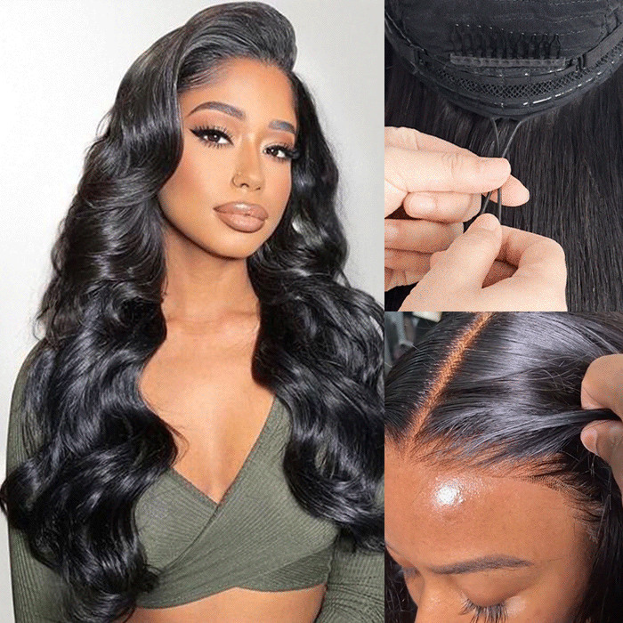 Drawstring Glueless Wig HD Lace Body Wave 13x6 Full Lace Frontal Wigs Friendly To All Heads
