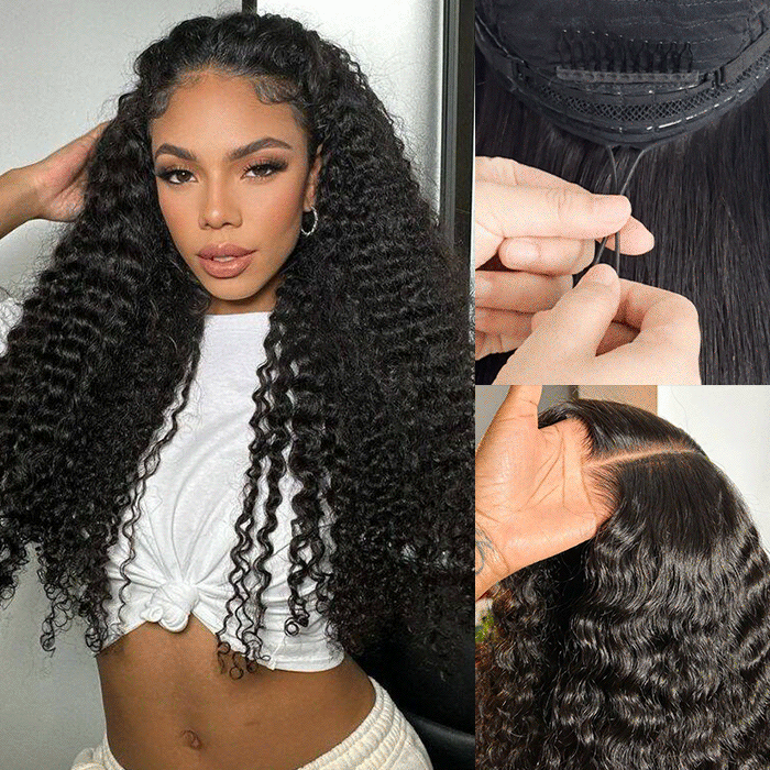 Deep Wave Wig Ear-to-ear Glueless 13x6 Full Frontal HD Lace Wig with Drawstring Friendly To All Heads