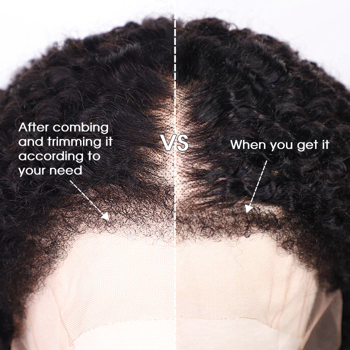 Glueless Kinky Curly Wig with Kinky Edge Hairline Looks Like It Grows Out of Your Scalp 13x4 13x6 HD Lace Wig with Drawstring