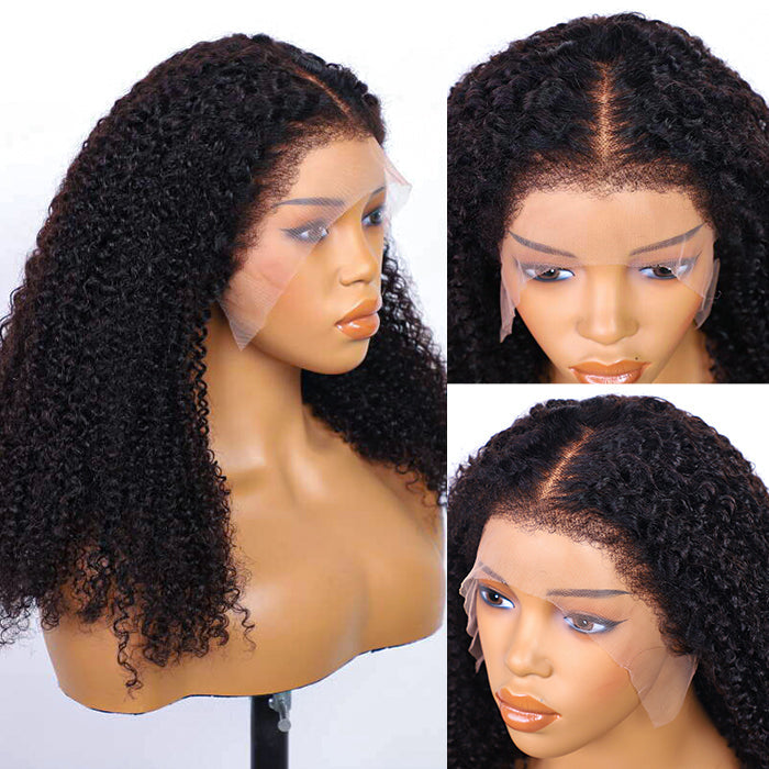 Glueless Kinky Curly Wig with Kinky Edge Hairline Looks Like It Grows Out of Your Scalp 13x4 13x6 HD Lace Wig with Drawstring