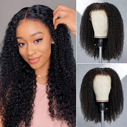Glueless Kinky Curly Wig with Kinky Edge Hairline Looks Like It Grows Out of Your Scalp 13x4 13x6 HD Lace Wig with Drawstring